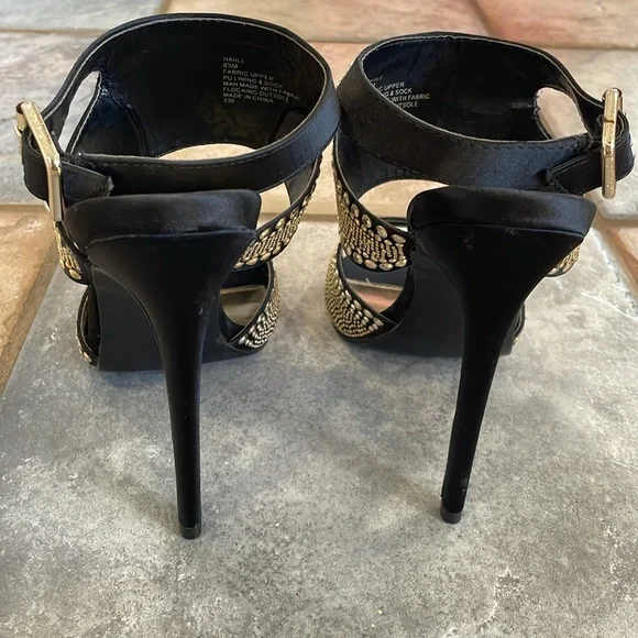Steve Madden Haile Heeled Gold Studded Sandals 8.5 - Picture 6 of 9